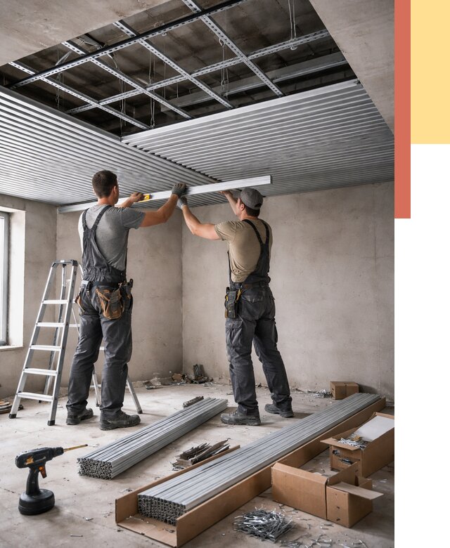 Монтаж реечного потолка в Темрюке от 4632 руб. под ключ | ОТДЕЛОЧНИК-Тмр