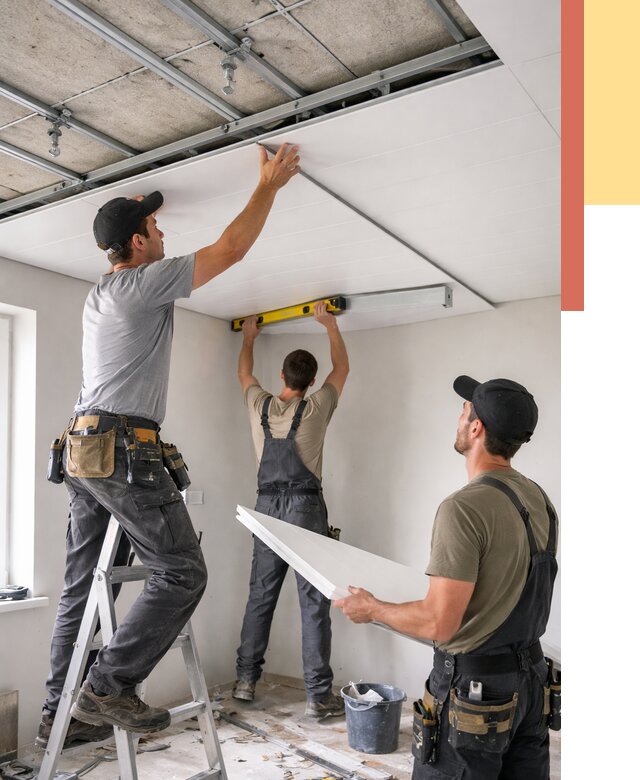 Монтаж потолка из ПВХ панелей в Темрюке от 3603 руб./м2 — быстро и недорого | ОТДЕЛОЧНИК-Тмр