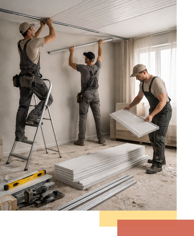 Монтаж потолка из ПВХ панелей в Темрюке оперативно и качественно