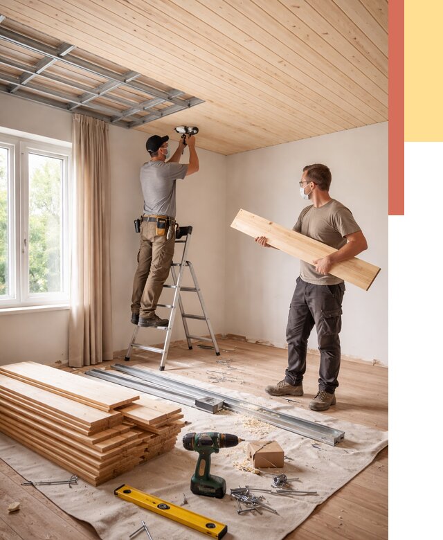 Монтаж потолка из вагонки в Темрюке от 6690 руб. | Быстро и недорого — ОТДЕЛОЧНИК-Тмр