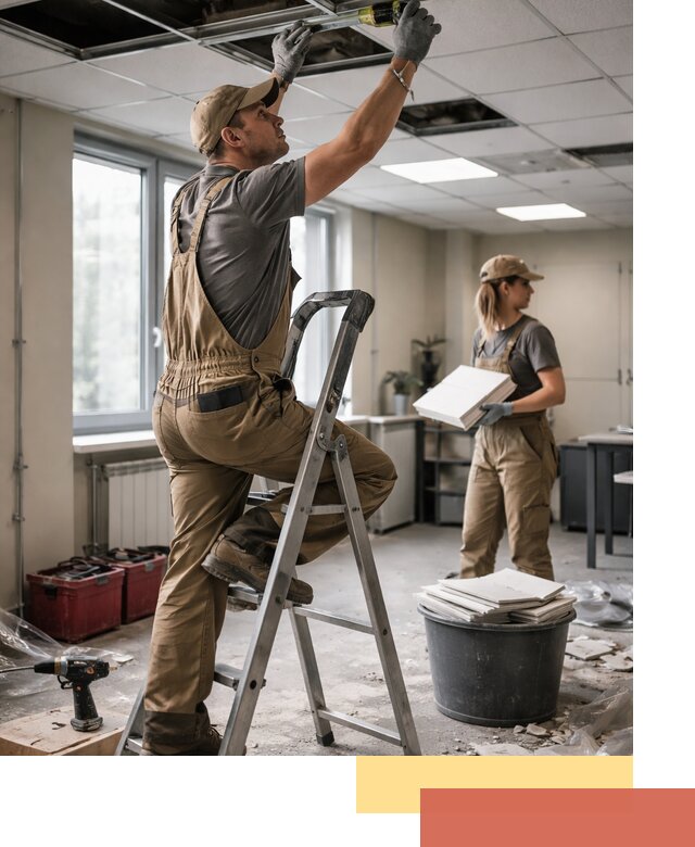 Ремонт потолка Армстронг и замена плит в Темрюке