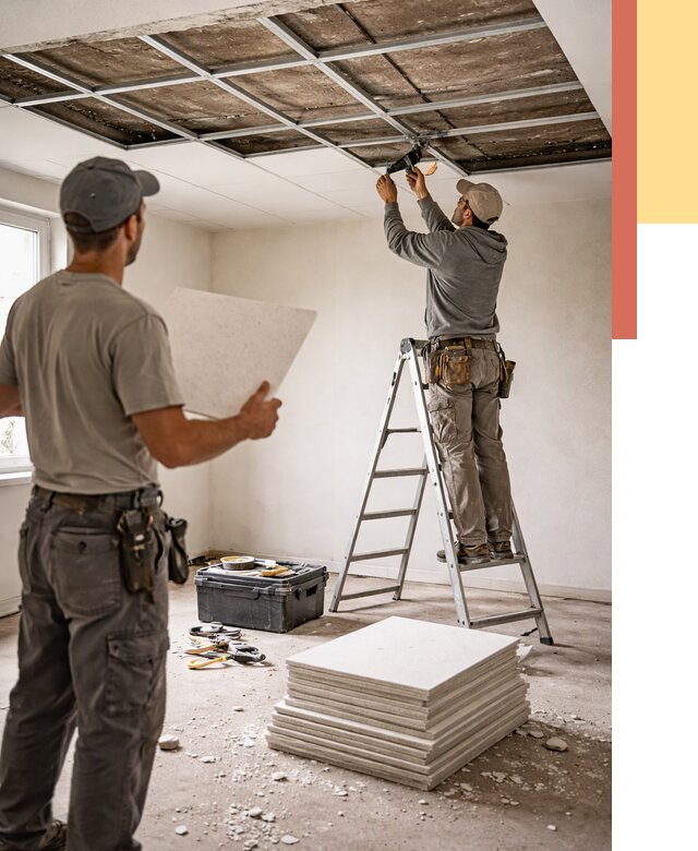 Замена плит подвесного потолка в Темрюке от 1801 руб. быстро и недорого | ОТДЕЛОЧНИК-Тмр
