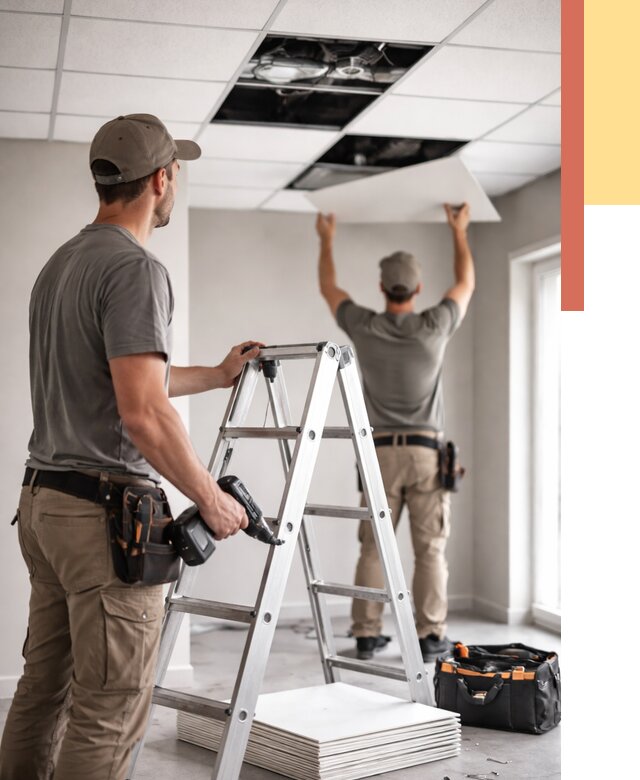 Обслуживание подвесного потолка в Темрюке от 3603 руб. — быстро и недорого | ОТДЕЛОЧНИК-Тмр