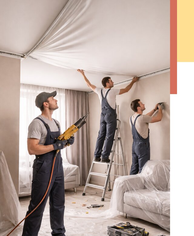 Установка натяжного потолка в Темрюке от 4632 руб. | Быстро и недорого — ОТДЕЛОЧНИК-Тмр