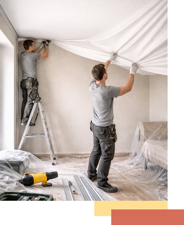 Монтаж тканевого натяжного потолка в Темрюке недорого и быстро