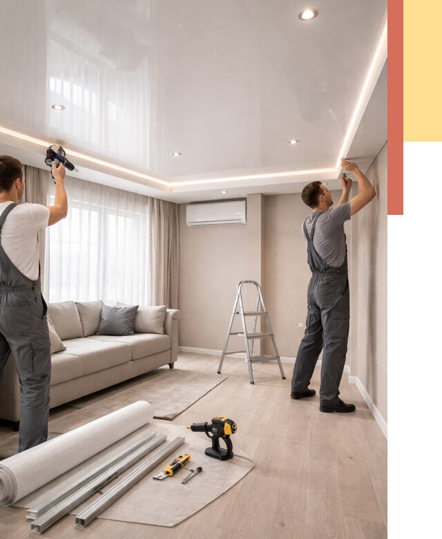 Монтаж глянцевого натяжного потолка в Темрюке от 772 руб. под ключ | ОТДЕЛОЧНИК-Тмр