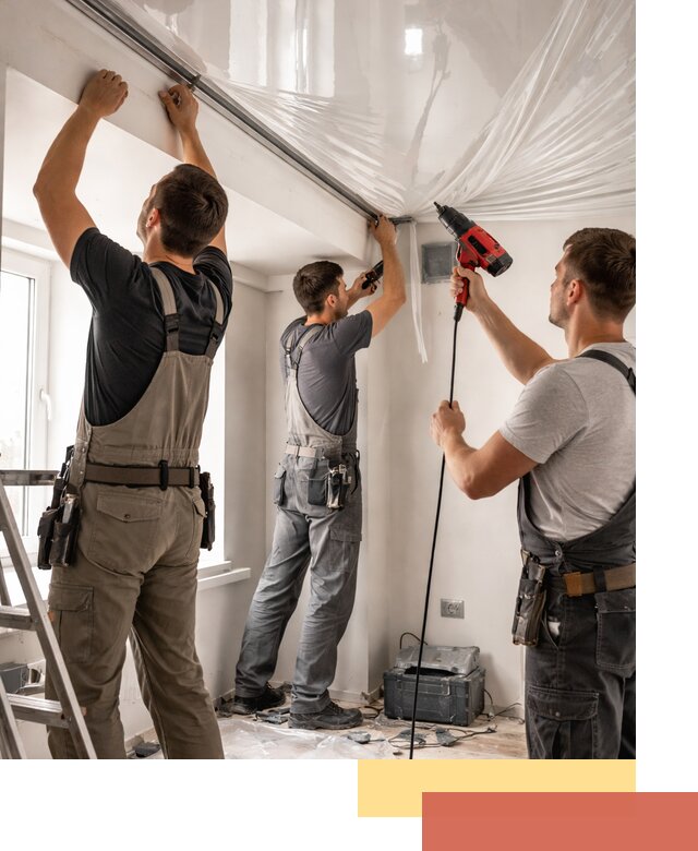 Монтаж глянцевого натяжного потолка в Темрюке быстро и качественно