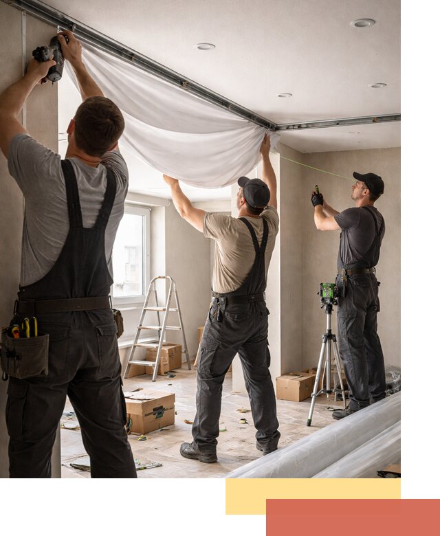 Монтаж парящего натяжного потолка под ключ в Темрюке