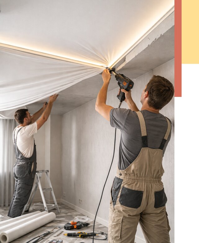 Монтаж натяжного потолка с подсветкой в Темрюке от 978 руб. | ОТДЕЛОЧНИК-Тмр