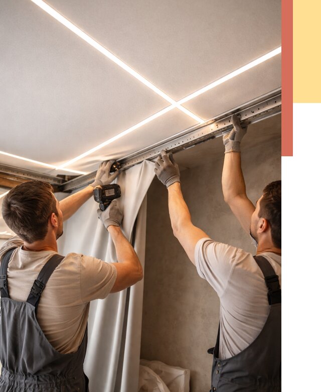 Монтаж натяжного потолка со световыми линиями в Темрюке от 1235 руб. | ОТДЕЛОЧНИК-Тмр