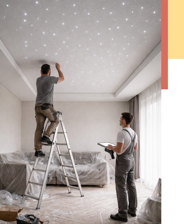 Монтаж натяжного потолка «звездное небо» в Темрюке от 6690 руб. | ОТДЕЛОЧНИК-Тмр