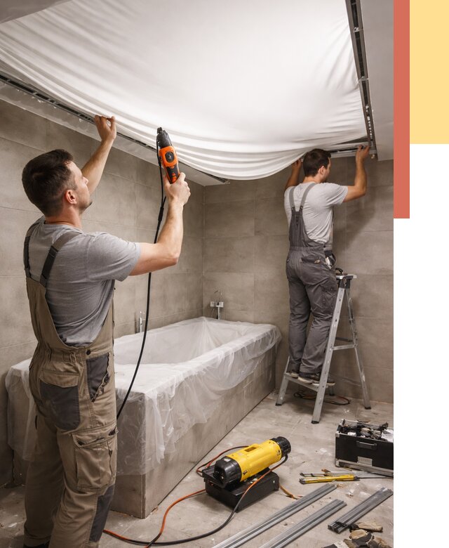 Монтаж натяжного потолка в ванной в Темрюке от 1235 руб. под ключ | ОТДЕЛОЧНИК-Тмр