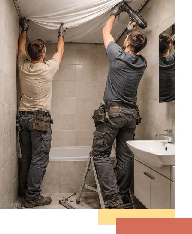 Монтаж натяжного потолка в ванной в Темрюке быстро и качественно