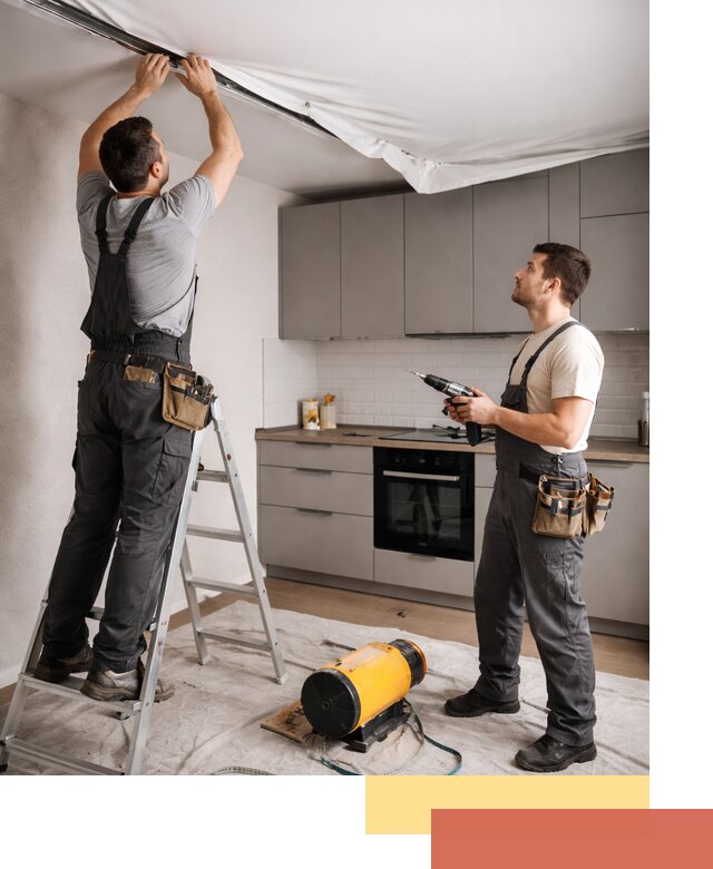 Монтаж натяжного потолка на кухне в Темрюке