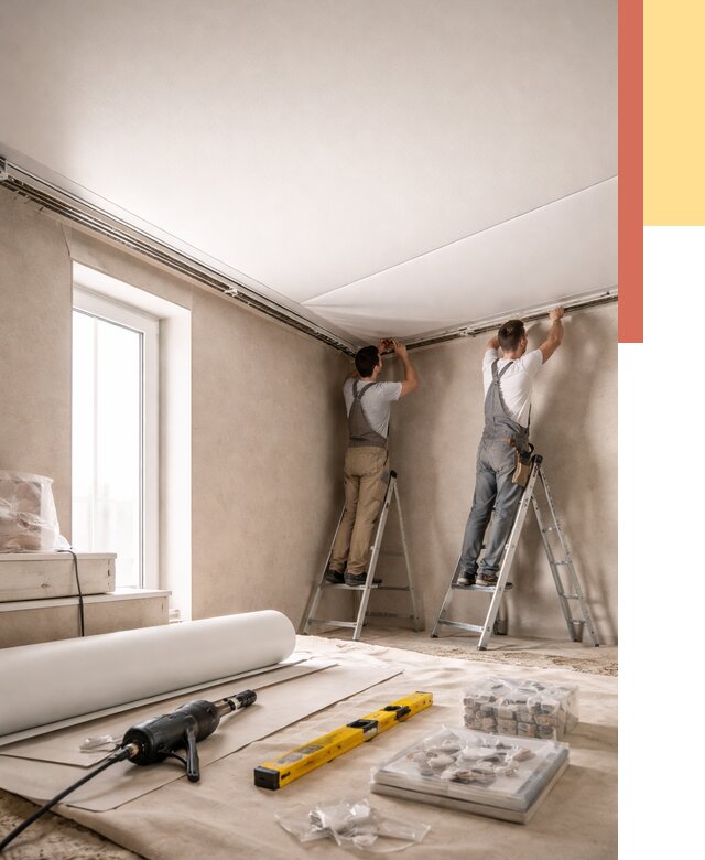 Монтаж натяжного потолка в спальне в Темрюке от 3911 руб. под ключ | ОТДЕЛОЧНИК-Тмр