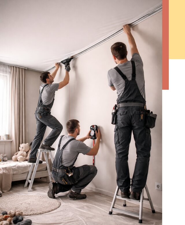 Монтаж натяжного потолка в детской в Темрюке от 3603 руб. — быстро и недорого | ОТДЕЛОЧНИК-Тмр