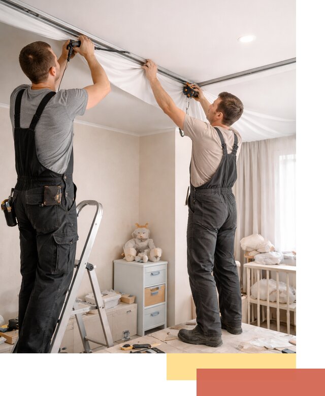 Монтаж натяжного потолка в детской комнате в Темрюке