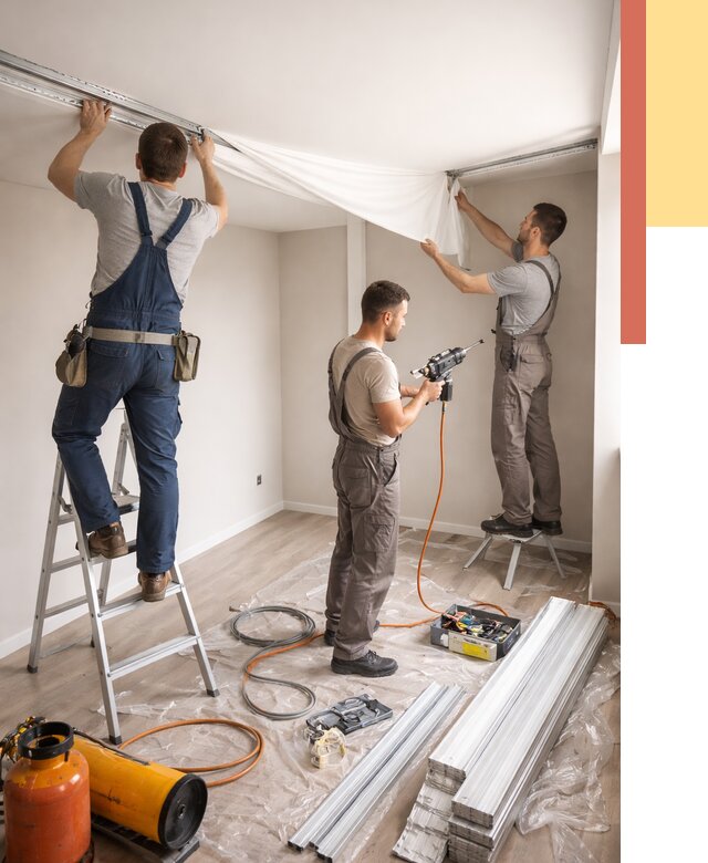 Монтаж натяжного потолка в студии в Темрюке от 5661 руб. — быстро и недорого | ОТДЕЛОЧНИК-Тмр