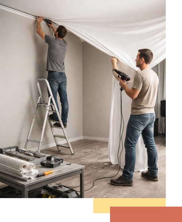 Монтаж натяжного потолка в студии в Темрюке