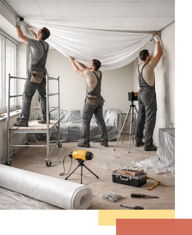 Монтаж натяжного потолка в офисе в Темрюке