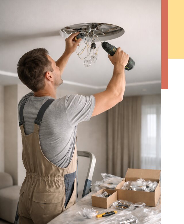 Установка люстры в натяжной потолок в Темрюке от 1235 руб. | Быстро и недорого — ОТДЕЛОЧНИК-Тмр