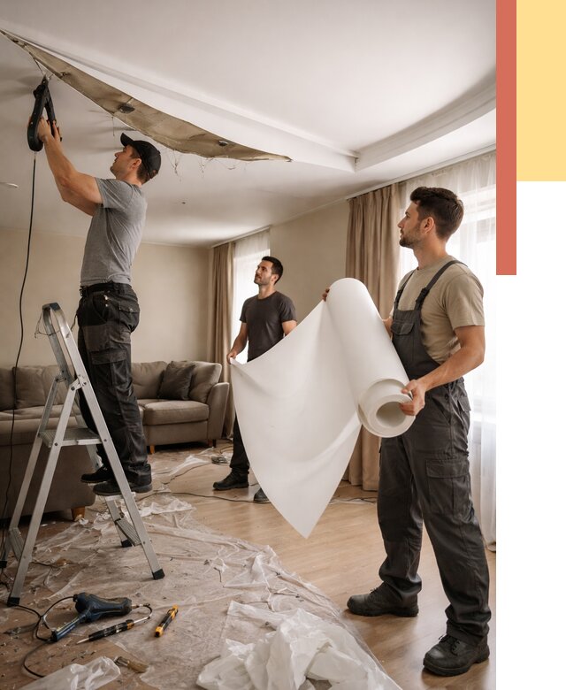 Замена полотна натяжного потолка в Темрюке от 9778 руб. быстро и недорого | ОТДЕЛОЧНИК-Тмр