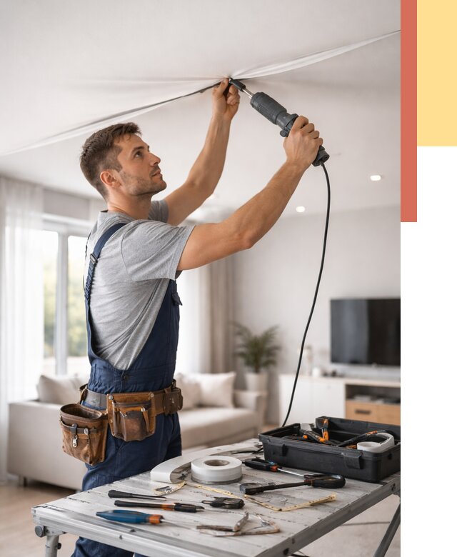 Ремонт натяжных потолков в Темрюке от 9778 руб. под ключ — ОТДЕЛОЧНИК-Тмр