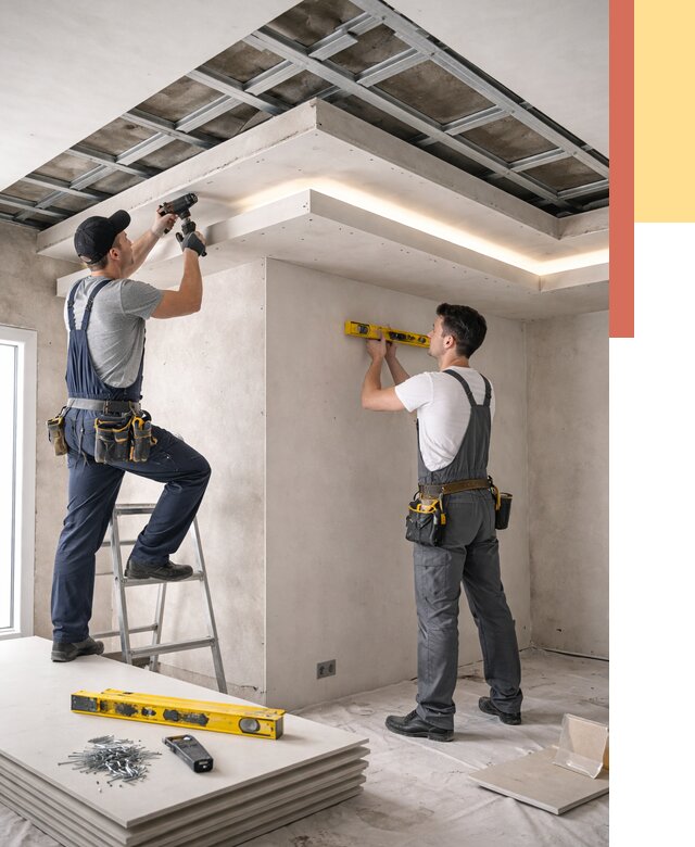 Двухуровневый потолок из гипсокартона в Темрюке от 1492 руб. под ключ | ОТДЕЛОЧНИК-Тмр