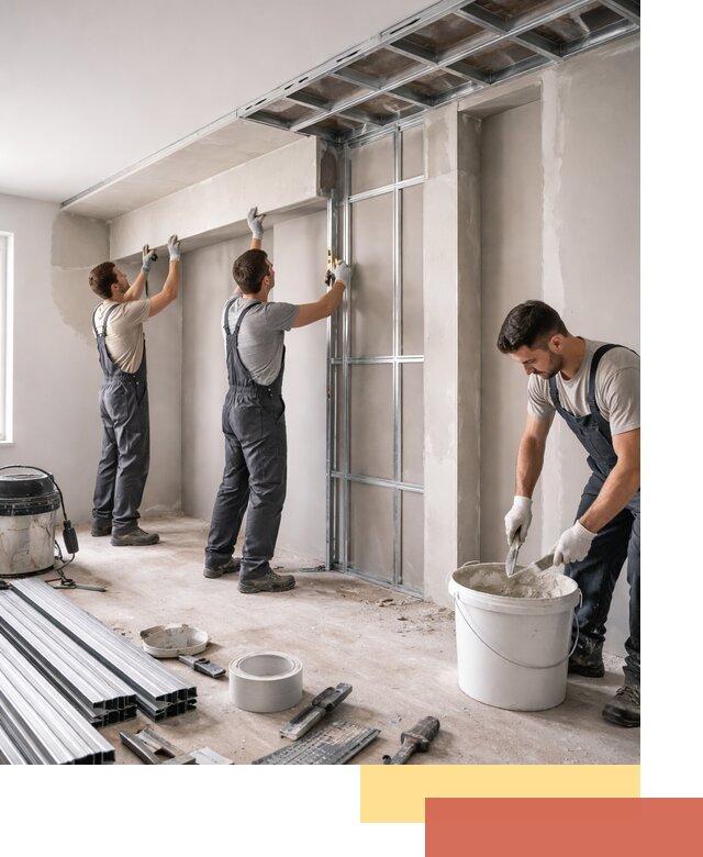 Монтаж потолка из гипсокартона с нишей в Темрюке