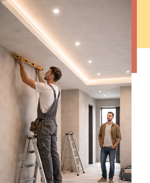 Потолок из гипсокартона с подсветкой в Темрюке от 772 руб./м2 под ключ | ОТДЕЛОЧНИК-Тмр