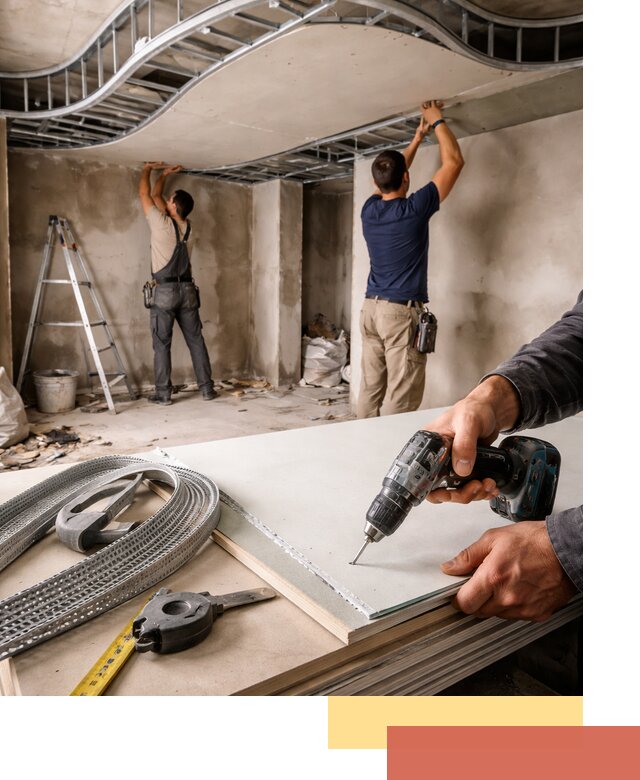 Криволинейный потолок из гипсокартона в Темрюке — монтаж и отделка