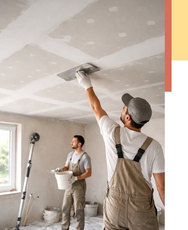 Шпаклевка потолка из гипсокартона в Темрюке от 3294 руб./м2 — услуги под ключ | ОТДЕЛОЧНИК-Тмр