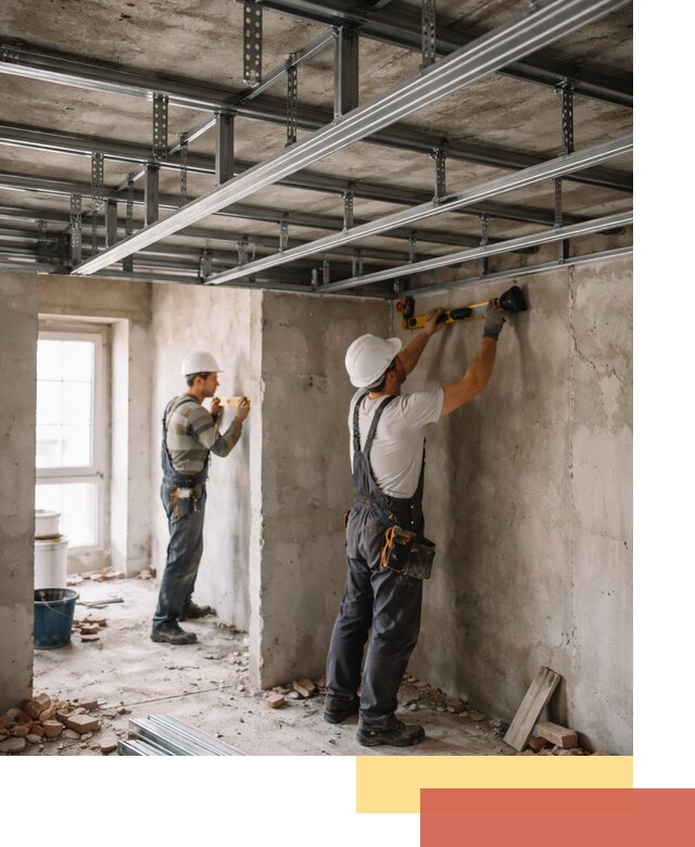 Монтаж каркаса потолка из профильного профиля в Темрюке