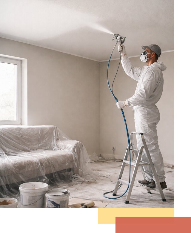 Покраска потолка краскопультом в Темрюке быстро и качественно