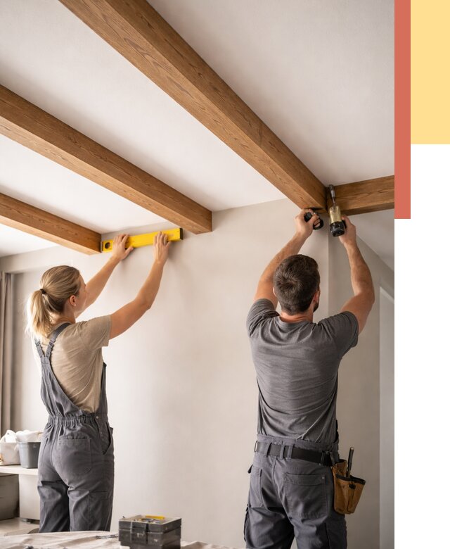 Монтаж декоративных балок на потолок в Темрюке от 4323 руб. — ОТДЕЛОЧНИК-Тмр