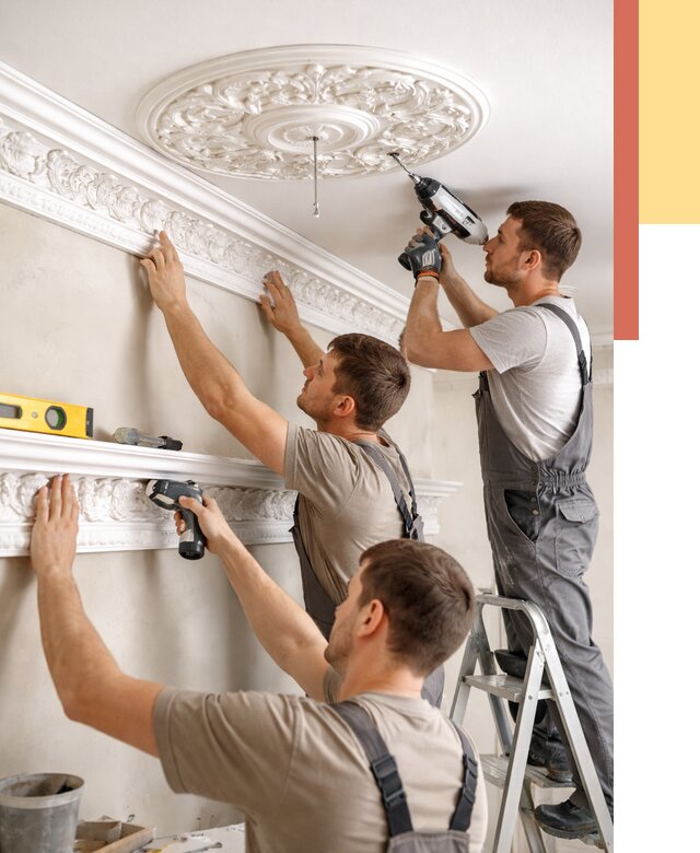 Монтаж лепнины на потолок в Темрюке от 3294 руб. быстро и недорого | ОТДЕЛОЧНИК-Тмр